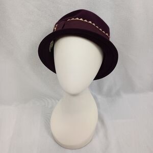 Vintage 50s Union Made Women's Maroon Wool Fedora Hat Classic Event